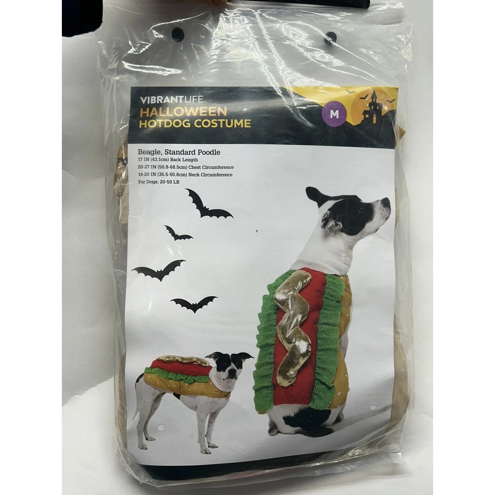 NEW Hot Dog Costume Pet Size Medium Dog (20-50 lbs) Halloween Vibrant Life (SH)
